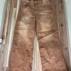 SHEIN Wide-Leg Jeans in Rust Brown Wash